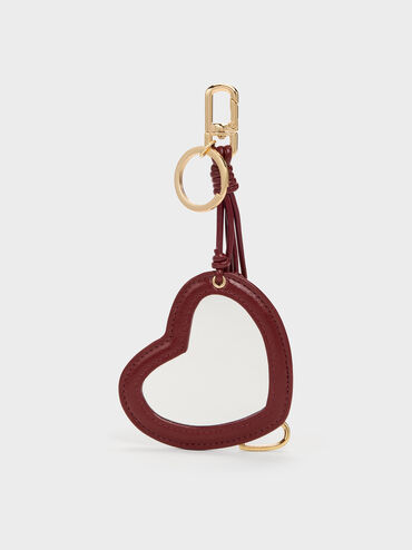ชาร์มรูปกุญแจและหัวใจรุ่น Ciara, สีเบอร์กันดี, hi-res