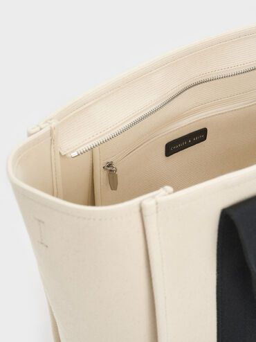Large Kay Canvas Contrast-Trim Tote Bag, สีมัลติ, hi-res