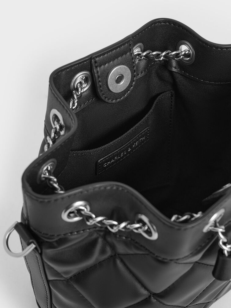 Julia Quilted Two-Way Bucket Bag, Noir, hi-res