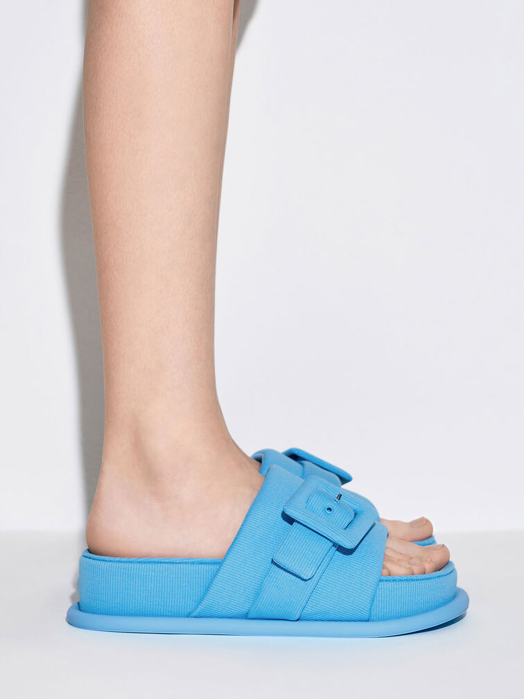 Sinead Woven Buckled Slide Sandals, , hi-res