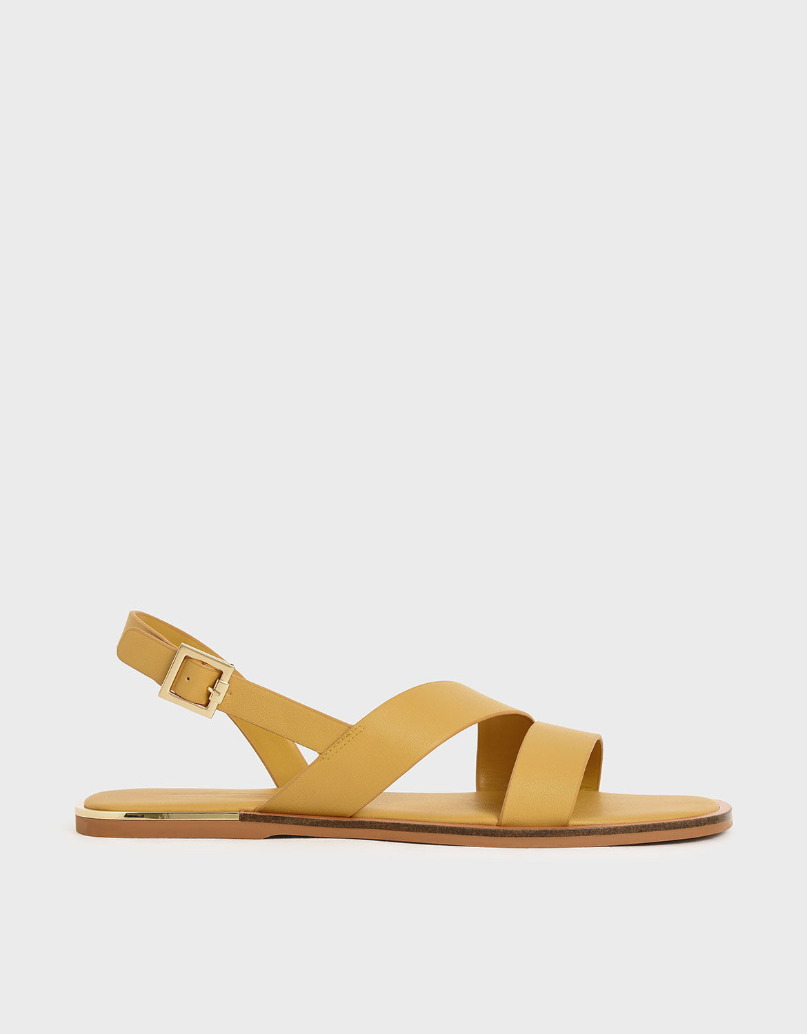 Yellow Asymmetric Strap Slingback Flats CHARLES KEITH TH