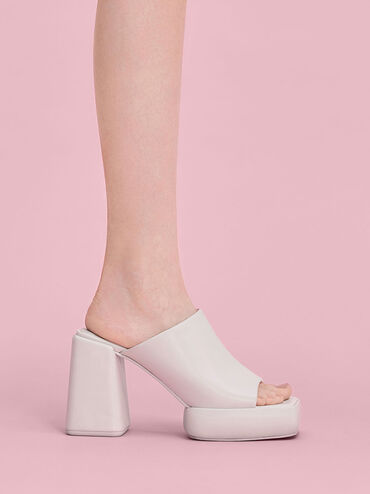 Lucile Block-Heel Platform Mules, White, hi-res