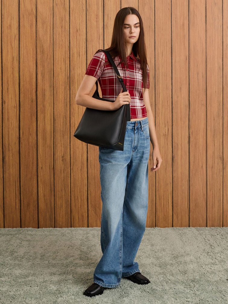 กระเป๋าโท้ทรุ่น Edna, สีดำ, hi-res