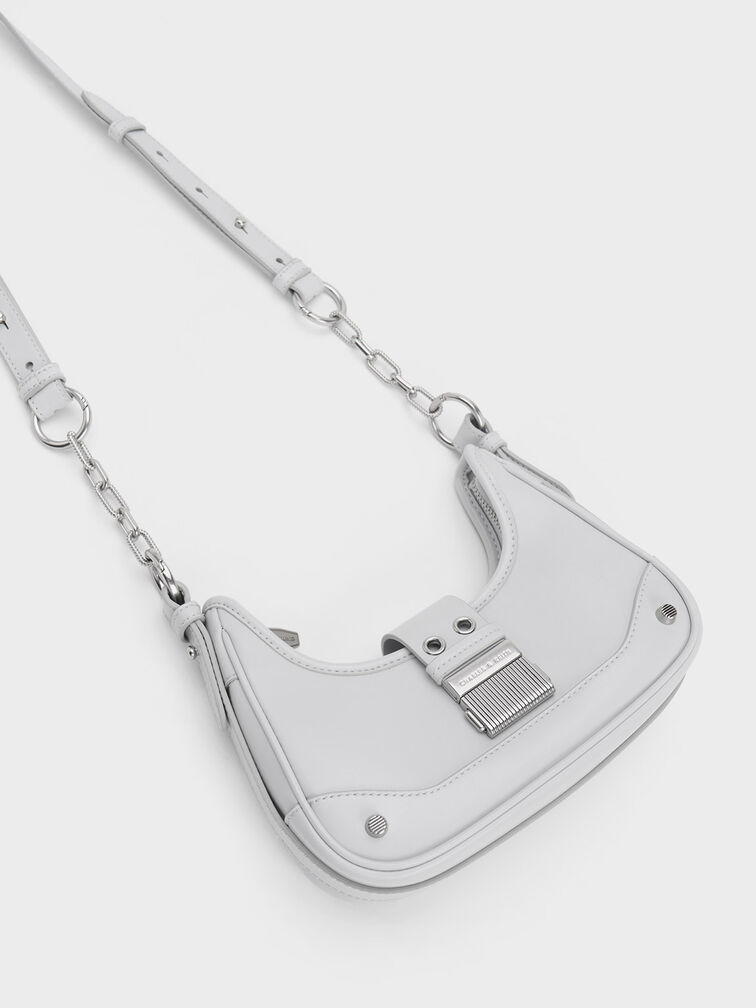 Winslet Belted Hobo Bag, Light Grey, hi-res