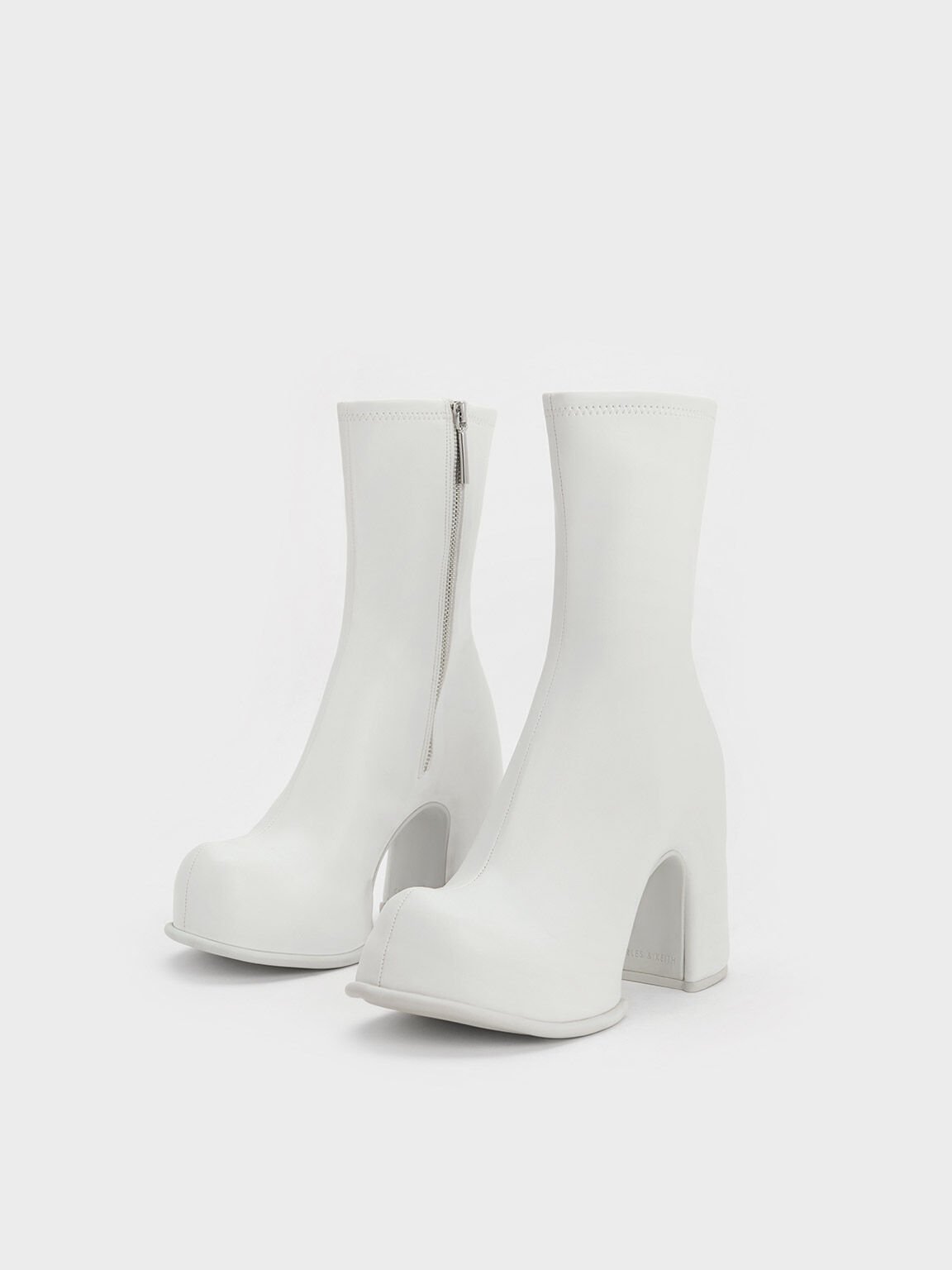 Pixie Platform Ankle Boots White