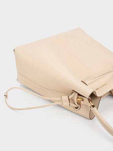 Bellamy Drawstring Hobo Bag, Beige, hi-res
