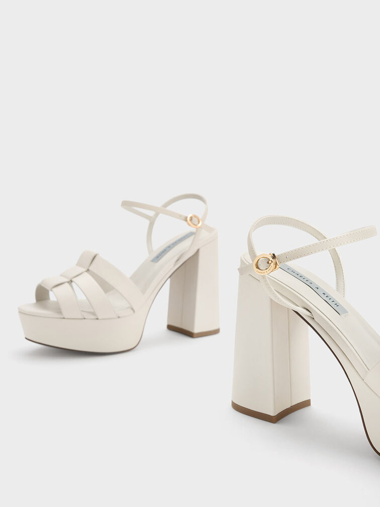 Gladiator Platform Sandals, สีชอล์ค, hi-res