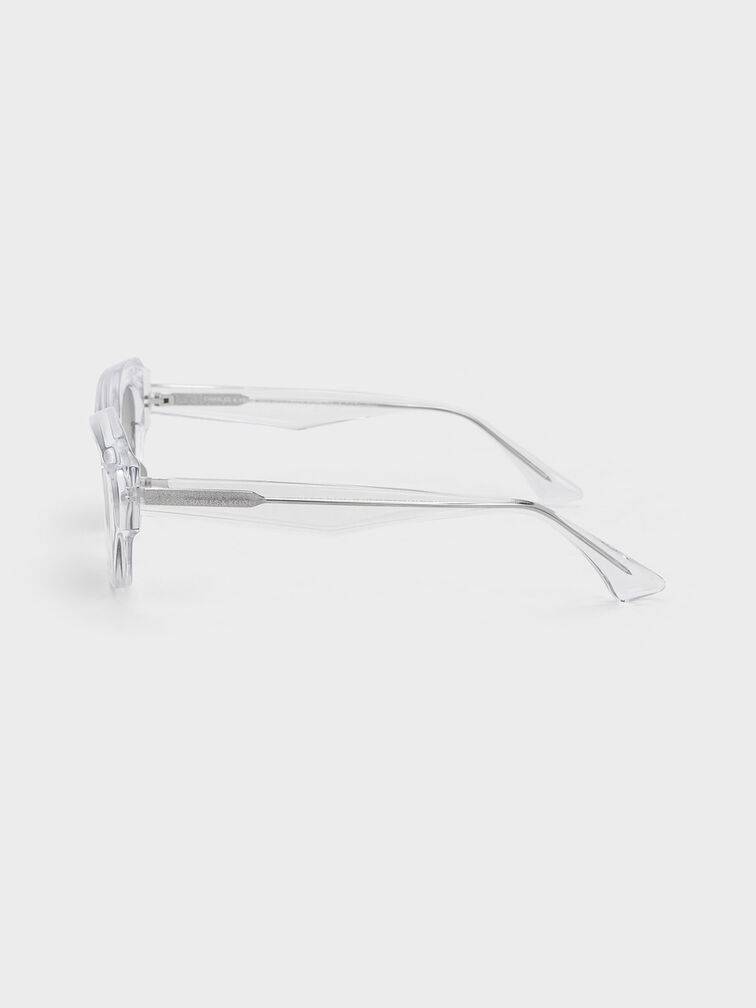 Onyx Recycled Acetate Cat-Eye Sunglasses, Clear, hi-res
