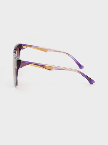 Freya Square Thick-Frame Sunglasses, Purple, hi-res