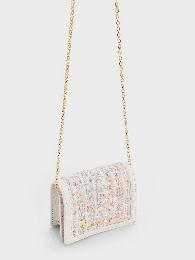 Micaela Tweed Cardholder, สีขาว, hi-res