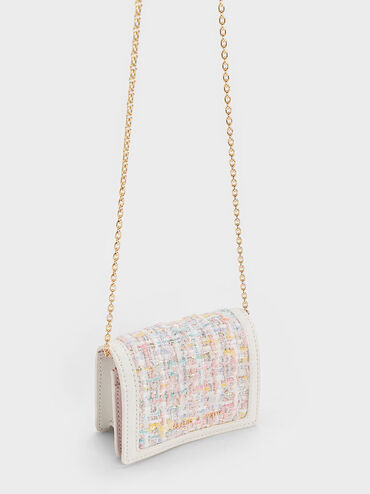 Micaela Tweed Cardholder, สีขาว, hi-res
