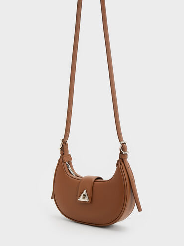 Trice Metallic Accent Belted Shoulder Bag, Cognac, hi-res