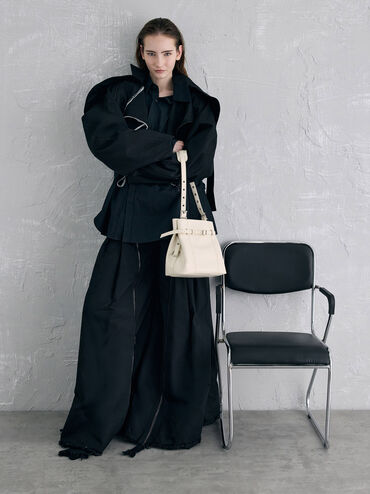 Bryna Belted Bucket Bag, Cream, hi-res