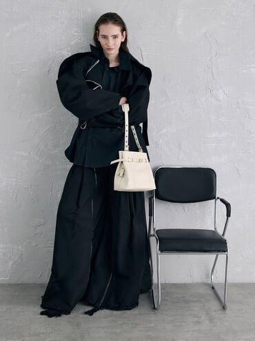 Bryna Belted Bucket Bag, Cream, hi-res