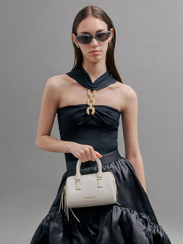 กระเป๋าโบว์ลิ่งรุ่น Everleigh, สีครีม, hi-res