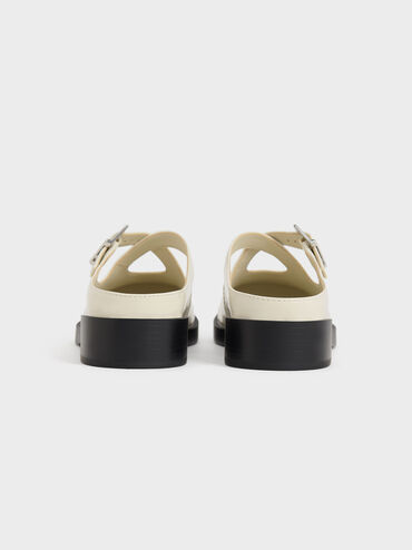 Buckled Crossover-Strap Slip-On Flats, Chalk, hi-res