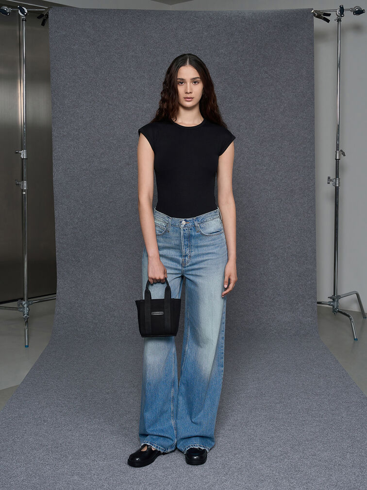 Mini Kay Canvas Tote Bag, Noir, hi-res