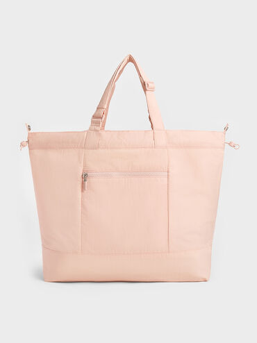 Terra Nylon Reversible Tote Bag, Light Pink, hi-res