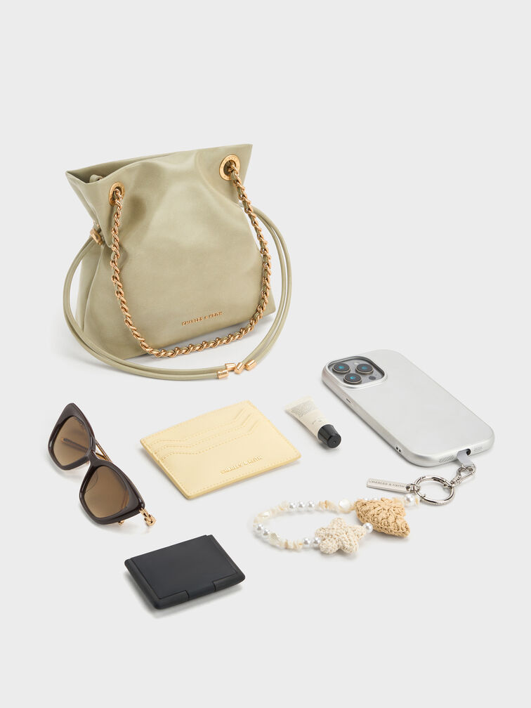 กระเป๋าสะพายข้างดีไซน์สายถักแบบคู่รุ่น Arya, สีเพลโอลีฟ, hi-res