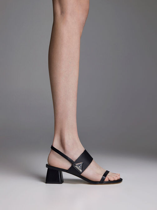 Trice Metallic Accent Block Heel Sandals, สีดำ, hi-res