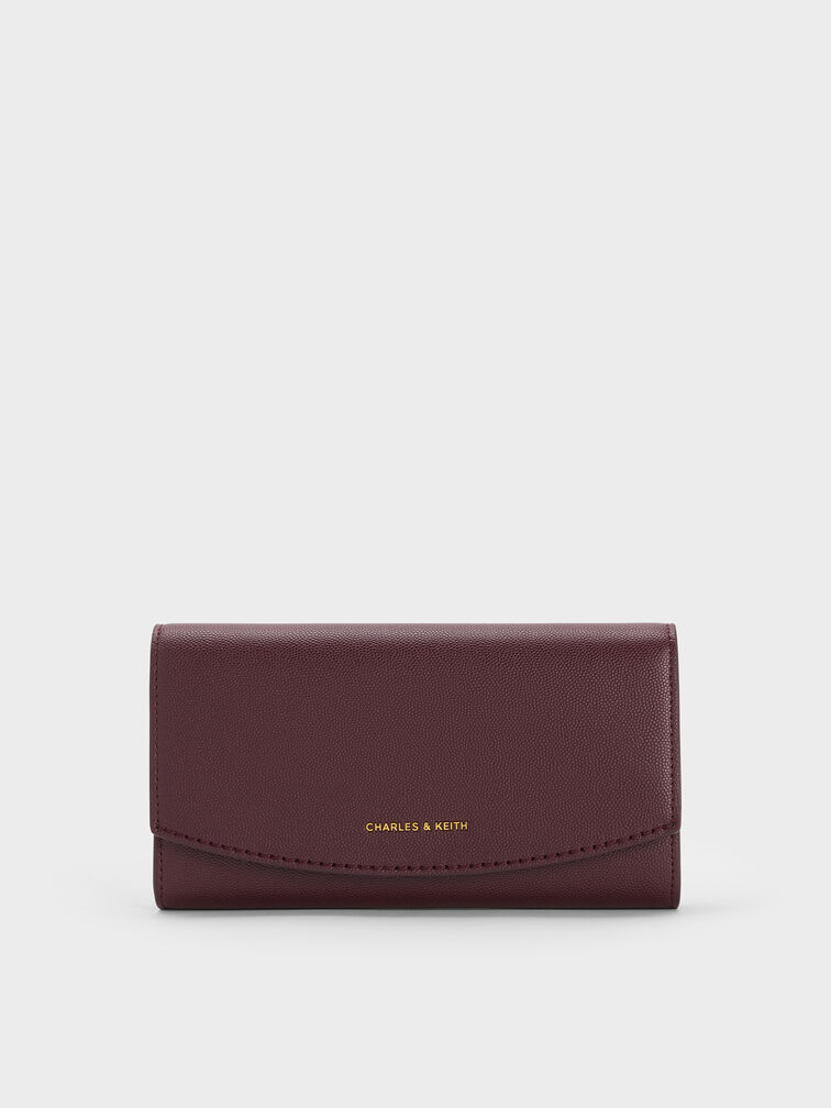 Briony Curved Flap Long Wallet, Wineberry Red, hi-res