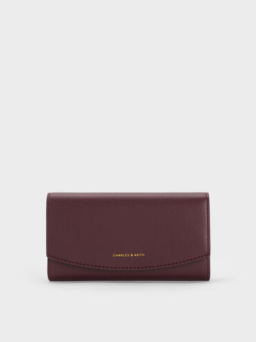 กระเป๋าสตางค์ใบยาวดีไซน์ที่ปิดด้านหน้าทรงโค้งรุ่น Briony, Wineberry Red, hi-res