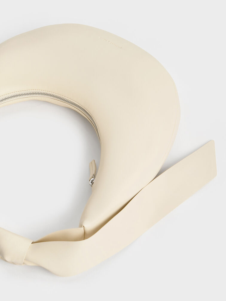 Mini Toni Knotted Crescent Hobo Bag, Chalk, hi-res