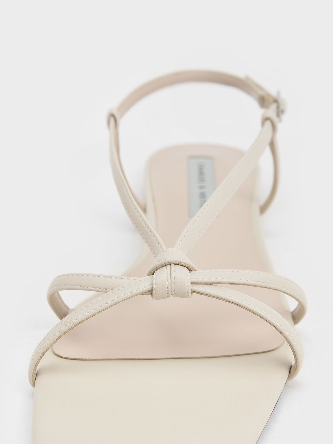 Chalk Strappy Knotted Slingback Flat Sandals - CHARLES & KEITH TH