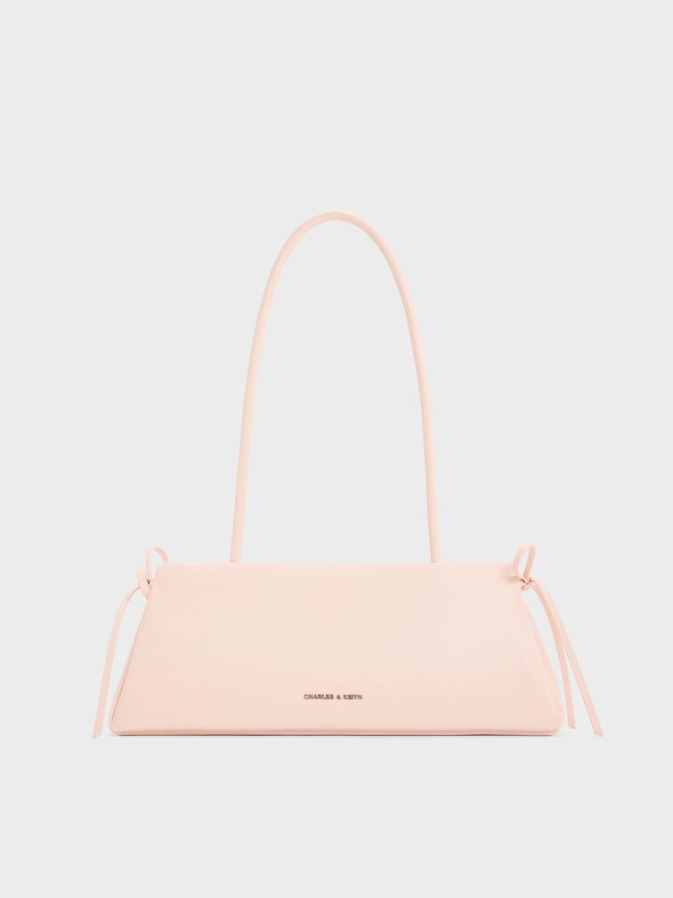 กระเป๋าสะพายไหล่ทรงสี่เหลี่ยมคางหมูแบบยาวตกแต่งด้วยโบว์รุ่น Hazel, สีซอฟต์พิงค์, hi-res