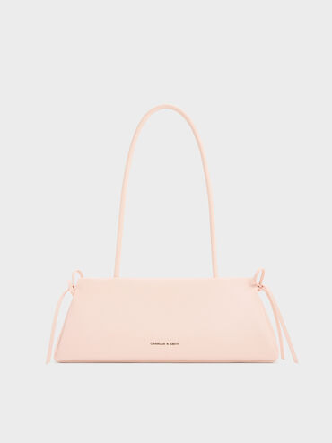 กระเป๋าสะพายไหล่ทรงสี่เหลี่ยมคางหมูแบบยาวตกแต่งด้วยโบว์รุ่น Hazel, สีซอฟต์พิงค์, hi-res