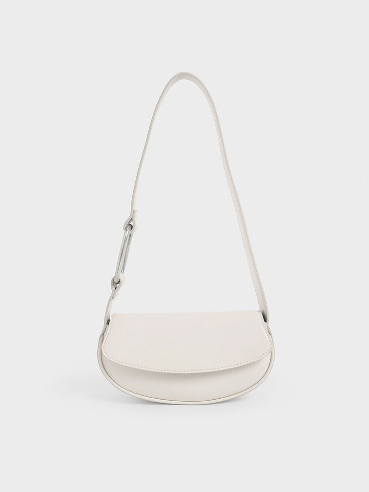 Curved Front Flap Shoulder Bag, , hi-res