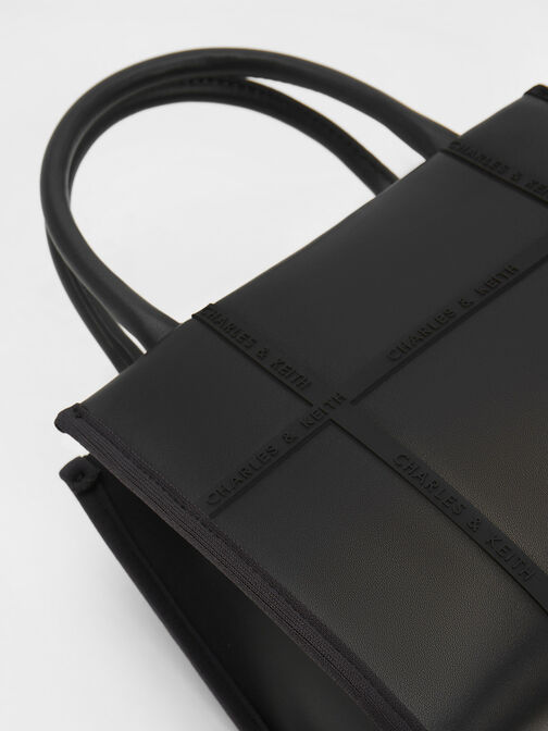 Avenue Contrast-Trim Tote Bag, สีดำ, hi-res