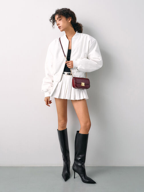 Mini Donna Crinkle-Effect Bag, Burgundy, hi-res