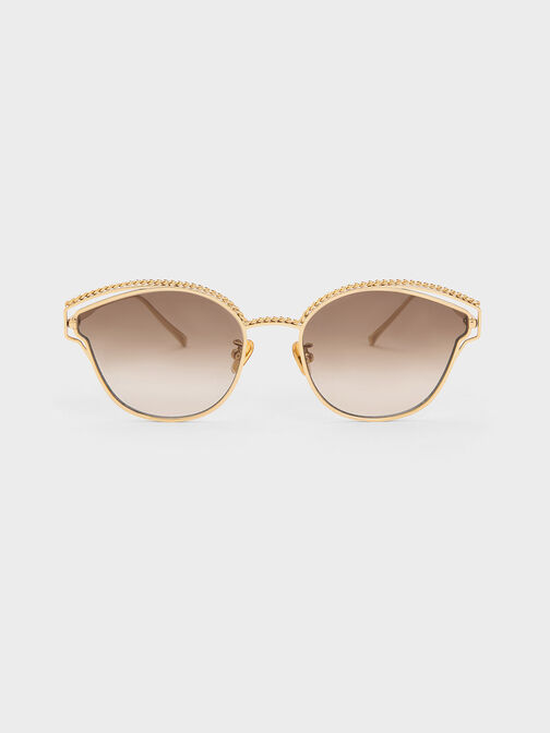 Braided Wire-Frame Cateye Sunglasses, , hi-res