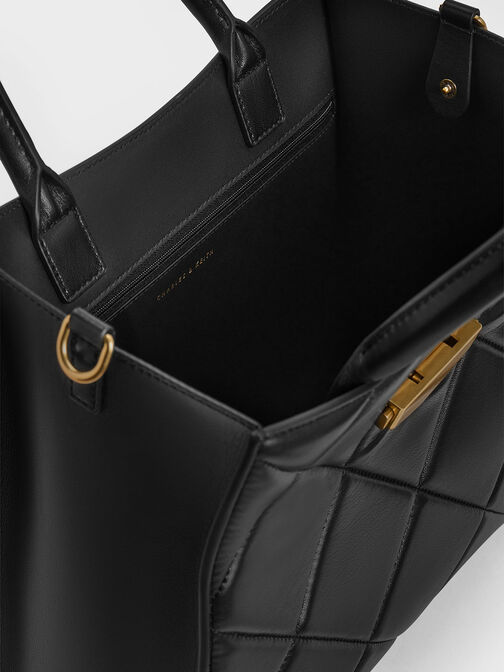 กระเป๋าโท้ทลายควิลท์รุ่น Vertigo, สีดำ, hi-res