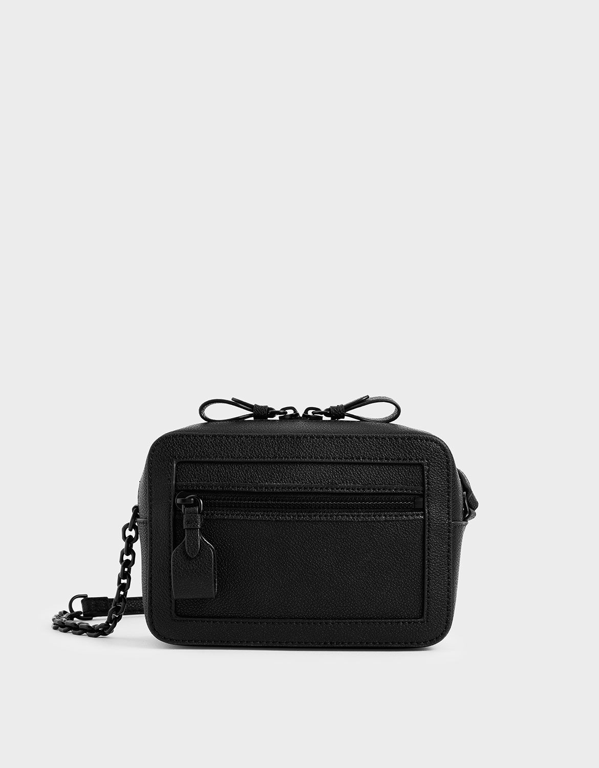 Black shoulder bag with zip Clearance