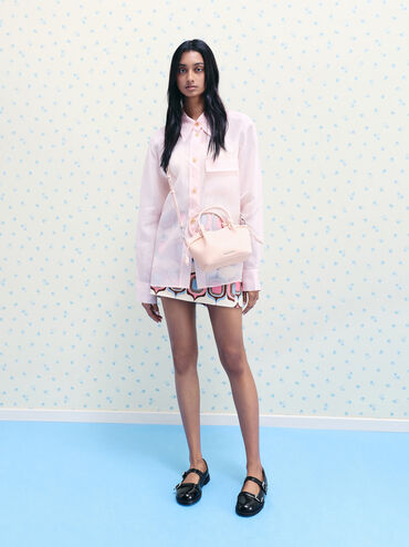 กระเป๋าโท้ทหูจับแบบปมรุ่น Sammie, สีซอฟต์พิงค์, hi-res