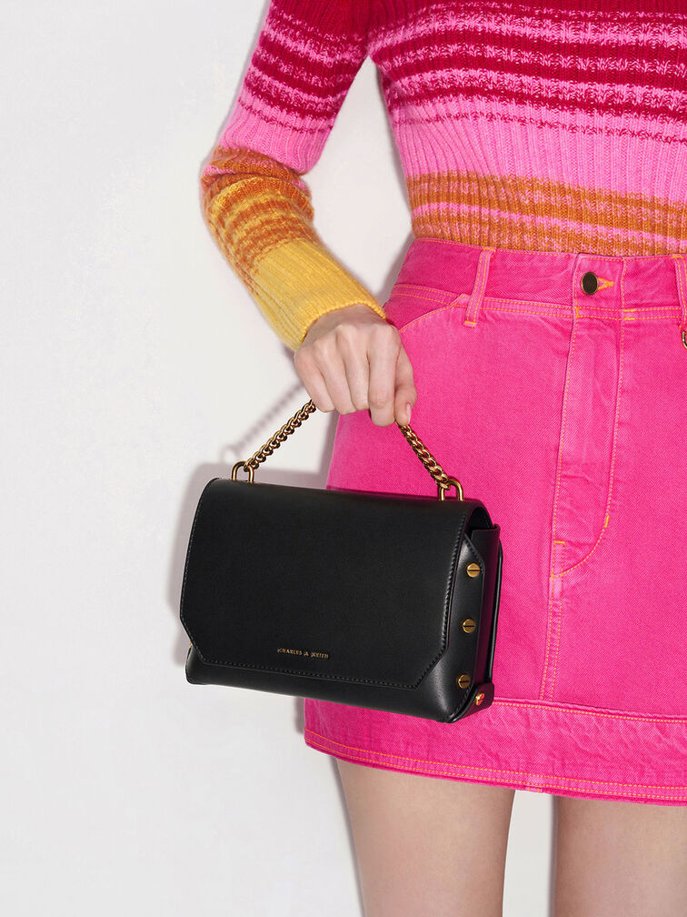 Metallic Accent Front Flap Bag, , hi-res