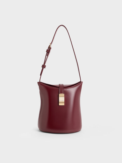 Wisteria Belted Bucket Bag, Burgundy, hi-res