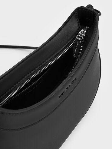 Sabine Knotted-Strap Curved Shoulder Bag, Jet Black, hi-res