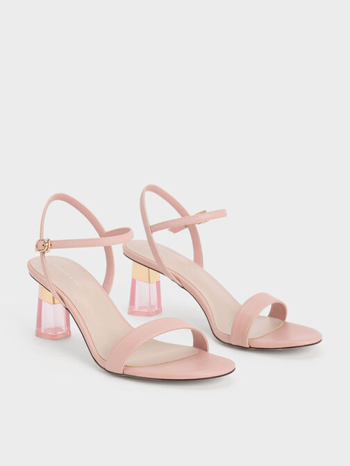 Clear Trapeze Heel Sandals, , hi-res