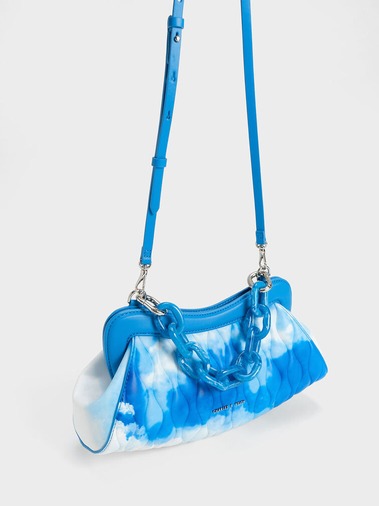 Iva Cloud-Print Acrylic Handle Clutch, , hi-res