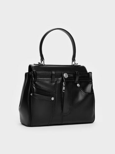 Arita Jeans Top Handle Bag, Noir, hi-res