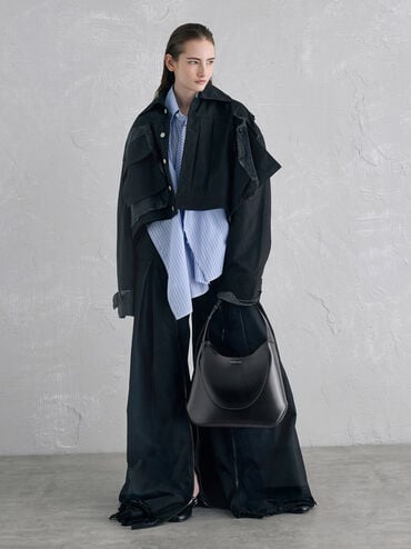 กระเป๋าโฮโบรุ่น Sigrid, สีดำอะไหล่สีเงิน, hi-res