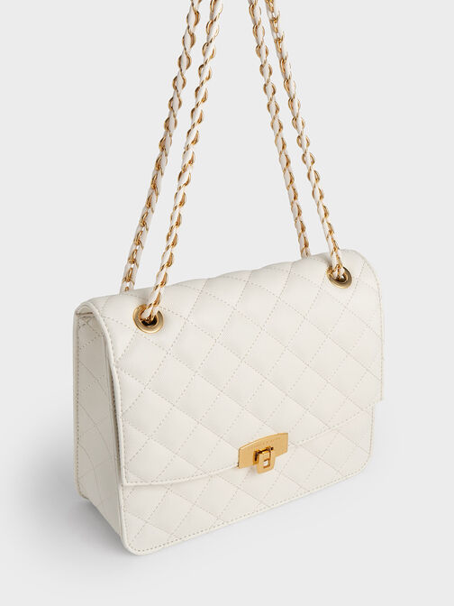 Quilted Chain Strap Clutch, , hi-res