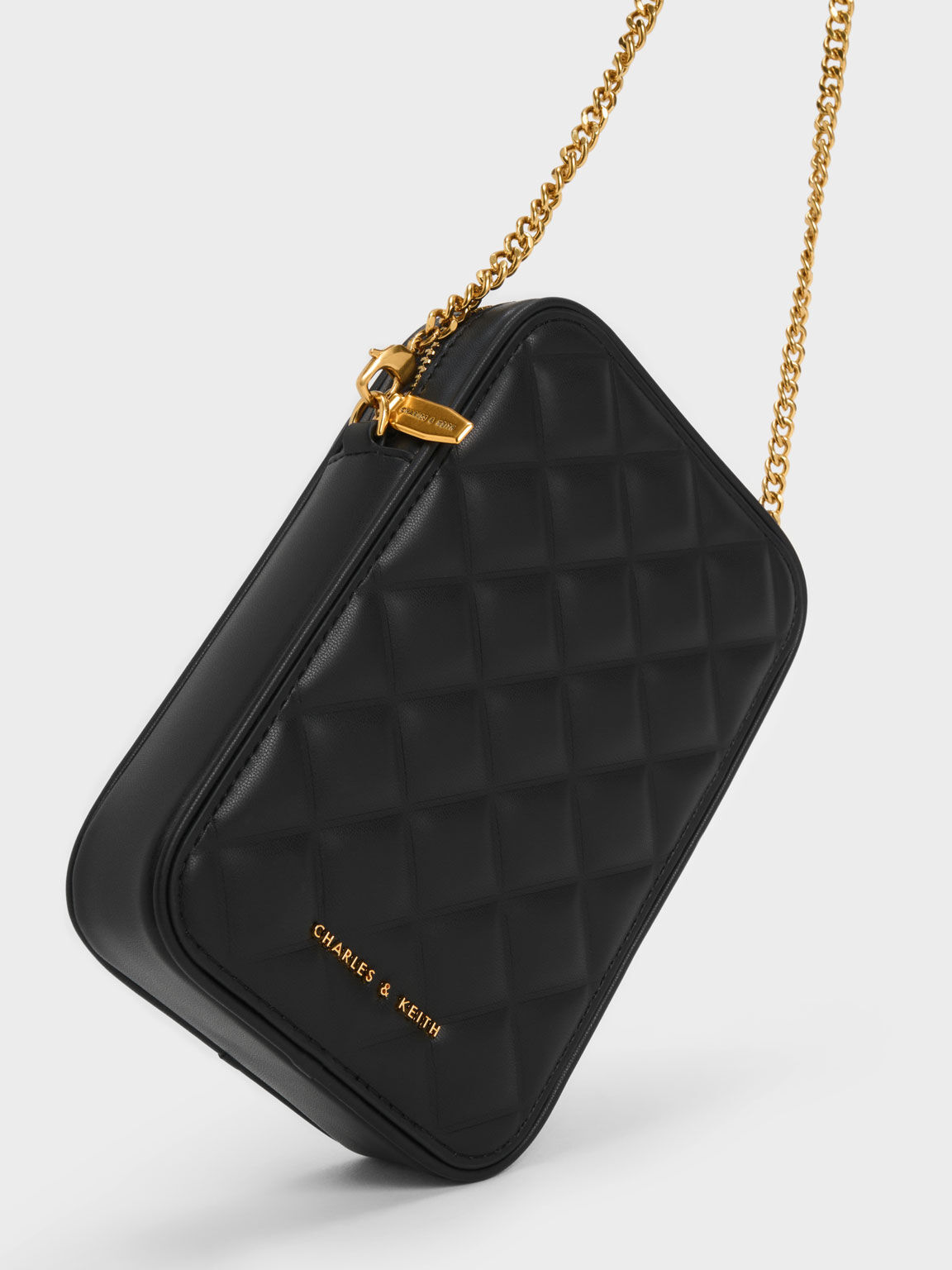 Black Bonnie Padded Phone Pouch CHARLES KEITH TH
