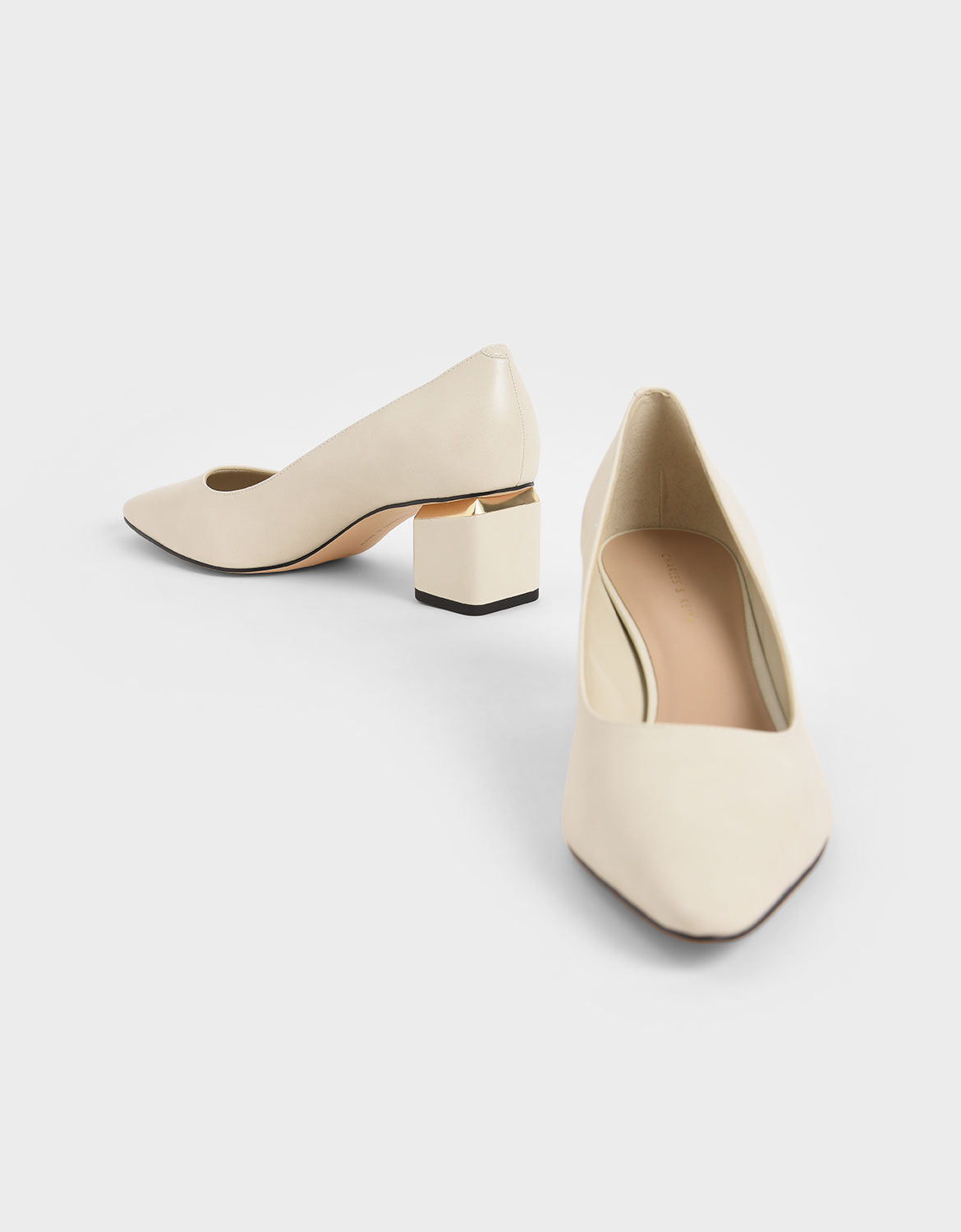 Chalk Metallic Heel Pumps - CHARLES 