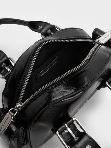 Blaise Buckle-Strap Side-Pocket Bowling Bag, Noir, hi-res