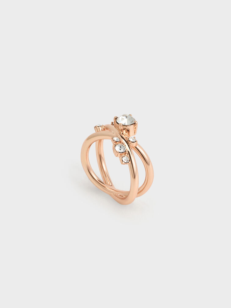 แหวนประดับคริสตัลรุ่น Roux, สีโรสโกลด์, hi-res
