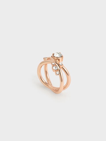 แหวนประดับคริสตัลรุ่น Roux, สีโรสโกลด์, hi-res